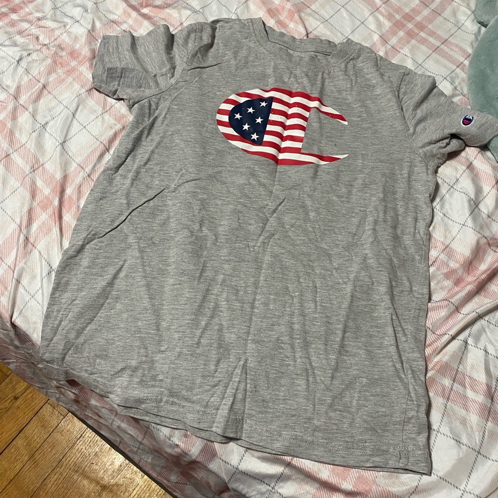 Champion Kids Gray Tee with Patriotic Logo